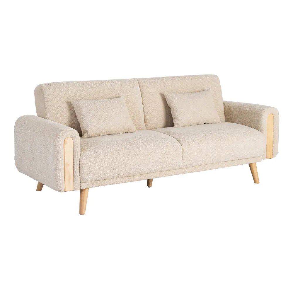 Canapea extensibilă crem din stofă cu design modern [3]