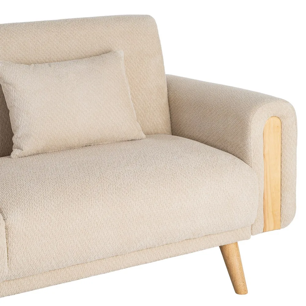 Canapea extensibilă crem din stofă cu design modern [10]