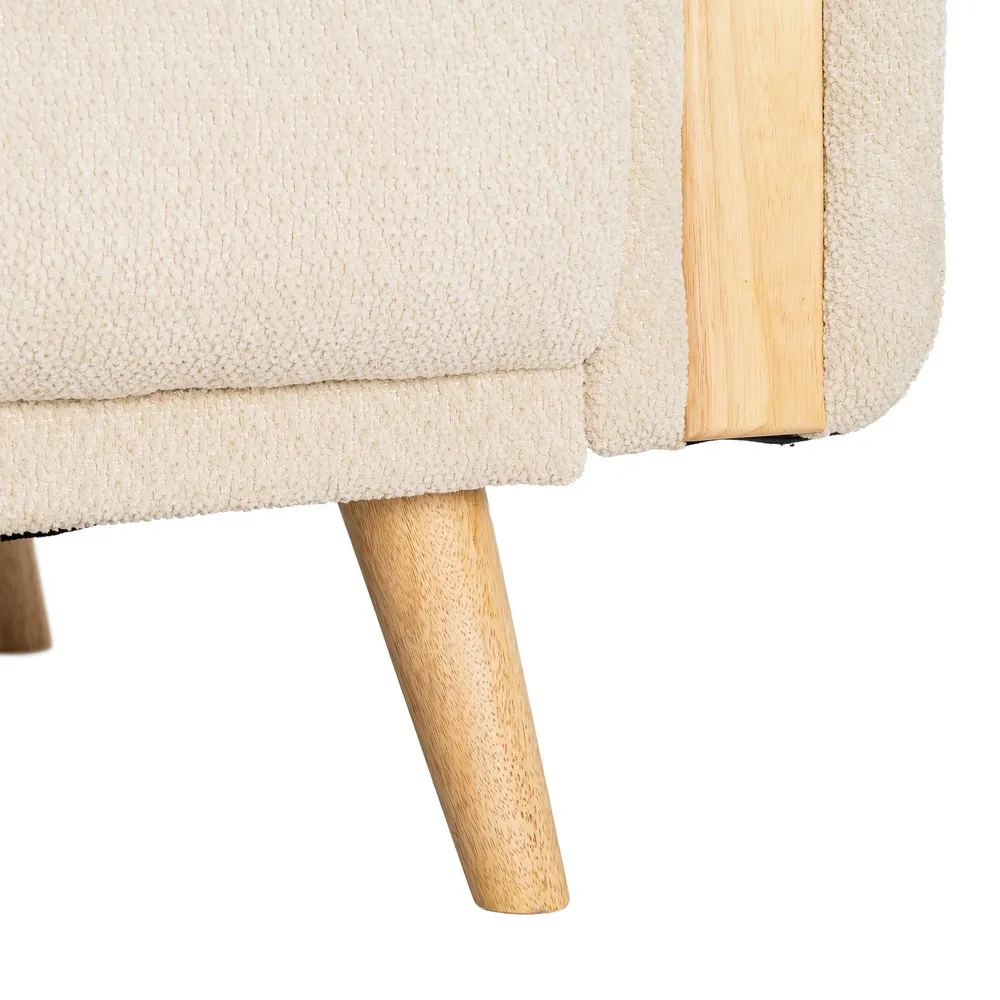 Canapea extensibilă crem din stofă cu design modern [13]