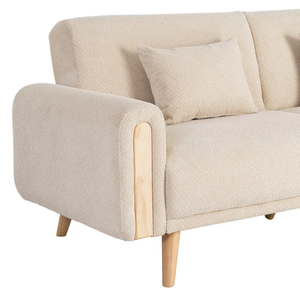 Canapea extensibilă crem din stofă cu design modern [6]