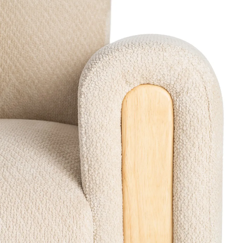 Canapea extensibilă crem din stofă cu design modern [8]