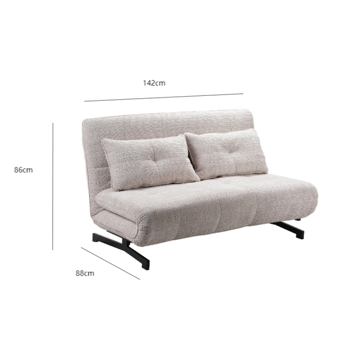 Canapea extensibilă de 2 locuri din stofă buclé albă [5]