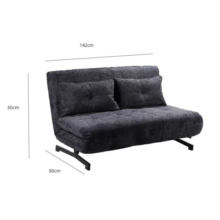 Canapea extensibilă de 2 locuri din stofă buclé gri antracit [5]