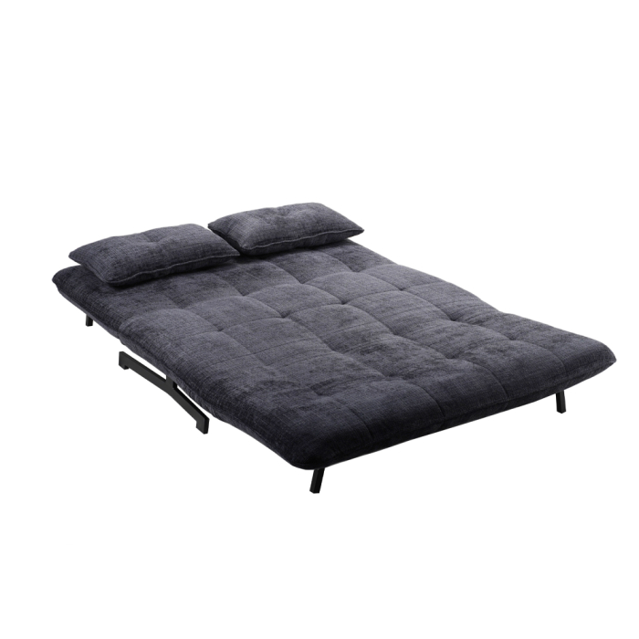 Canapea extensibilă de 2 locuri din stofă buclé gri antracit [2]