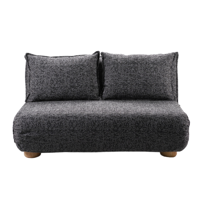 Canapea extensibilă de 2 locuri din stofă chenille gri negru [3]