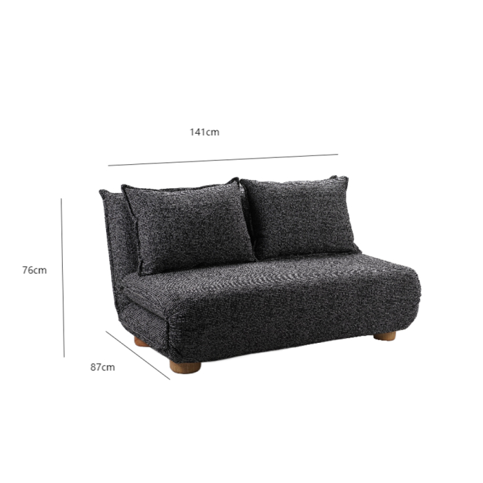 Canapea extensibilă de 2 locuri din stofă chenille gri negru [5]