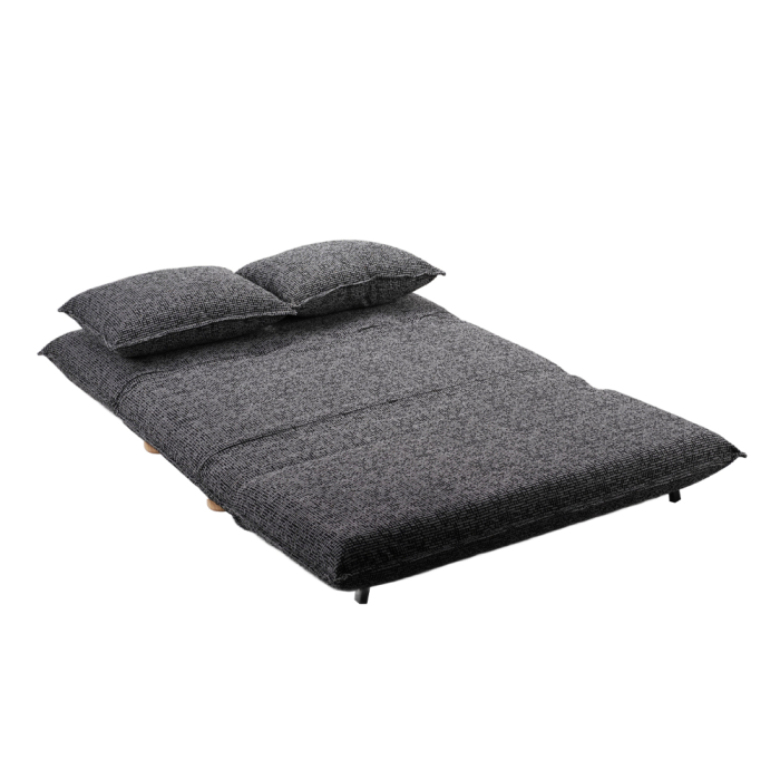 Canapea extensibilă de 2 locuri din stofă chenille gri negru [2]