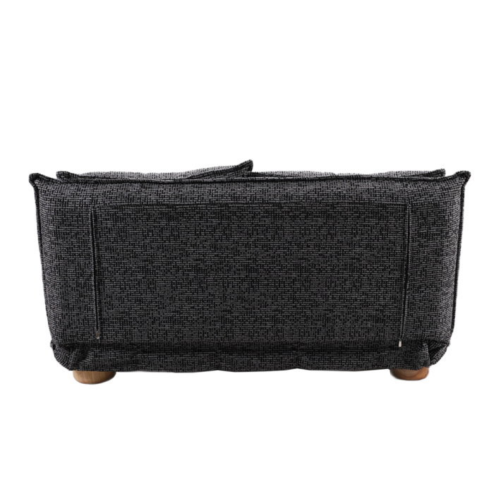 Canapea extensibilă de 2 locuri din stofă chenille gri negru [4]