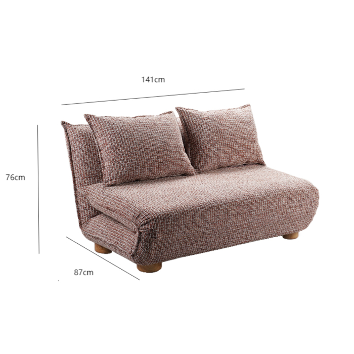 Canapea extensibilă de 2 locuri din stofă chenille teracota bej [6]