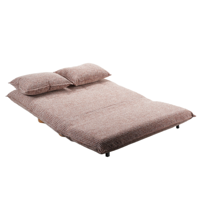 Canapea extensibilă de 2 locuri din stofă chenille teracota bej [3]