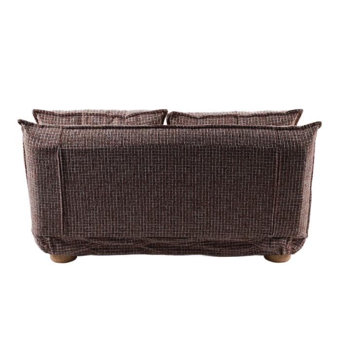 Canapea extensibilă de 2 locuri din stofă chenille teracota bej [5]