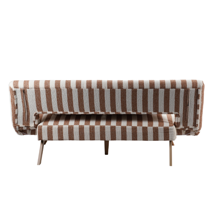 Canapea extensibilă de 3 locuri din stofă chenille alb teracota [5]