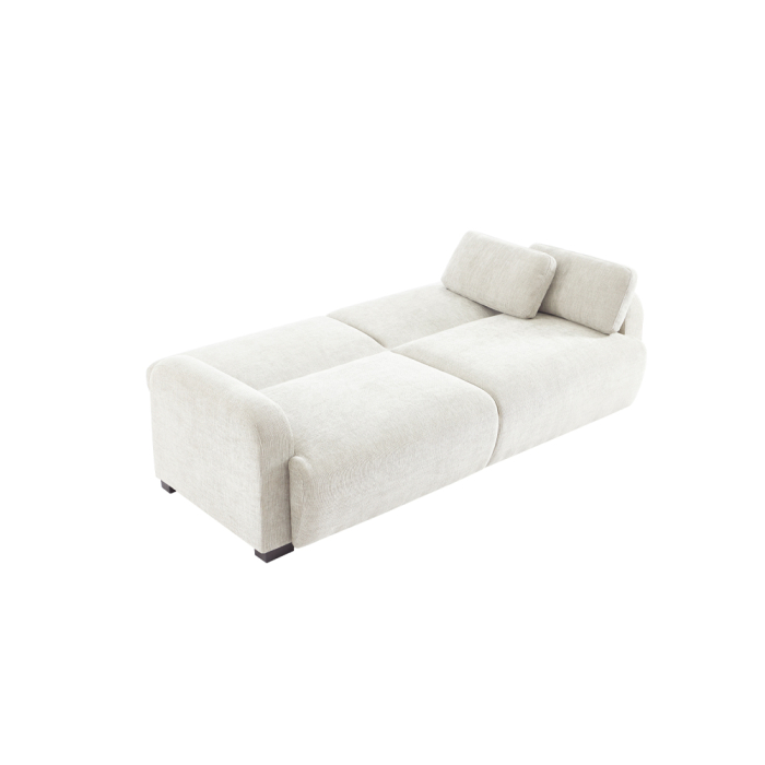 Canapea extensibilă de 3 locuri din stofă chenille crem [2]