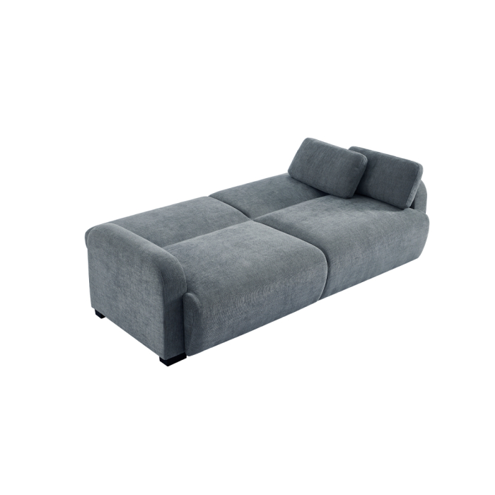 Canapea extensibilă de 3 locuri din stofă chenille gri [2]