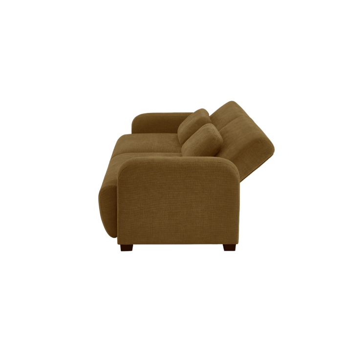 Canapea extensibilă de 3 locuri din stofă chenille maro [3]