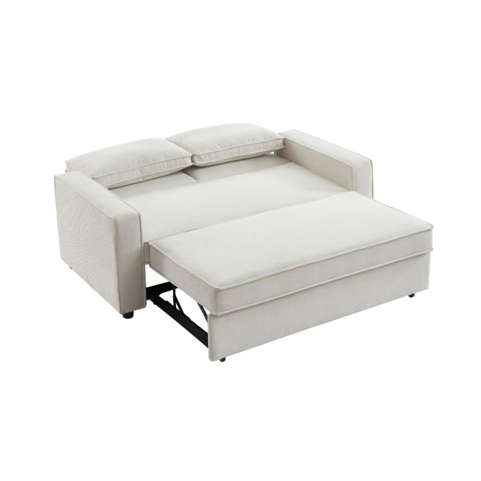 Canapea extensibilă din stofă crem raiată Cubo [3]