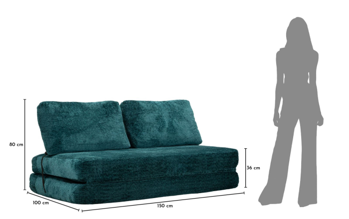 Canapea extensibila verde petrol stofa boucle 150 cm [15]