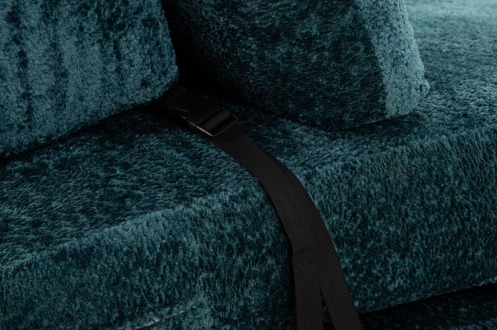 Canapea extensibila verde petrol stofa boucle 150 cm [9]