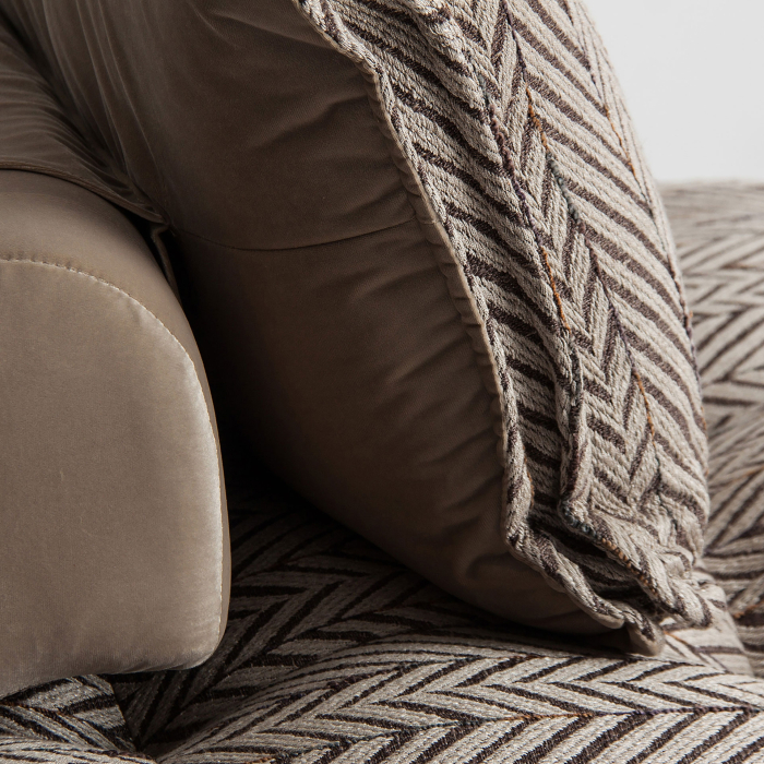 Canapea modulară cu stofă maro imprimată [9]