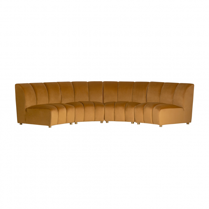 Canapea modulara Art Deco catifea mustar|Canapele elegante de calitate [7]