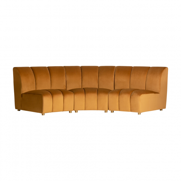 Canapea modulara Art Deco catifea mustar|Canapele elegante de calitate [6]