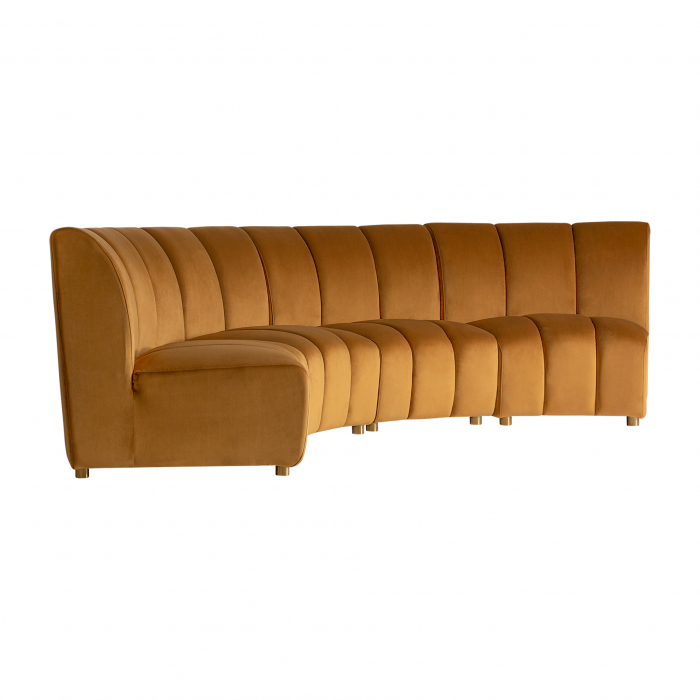 Canapea modulara Art Deco catifea mustar|Canapele elegante de calitate [8]