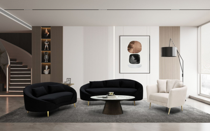 Canapea neagra eleganta living modern CreativDeco [11]