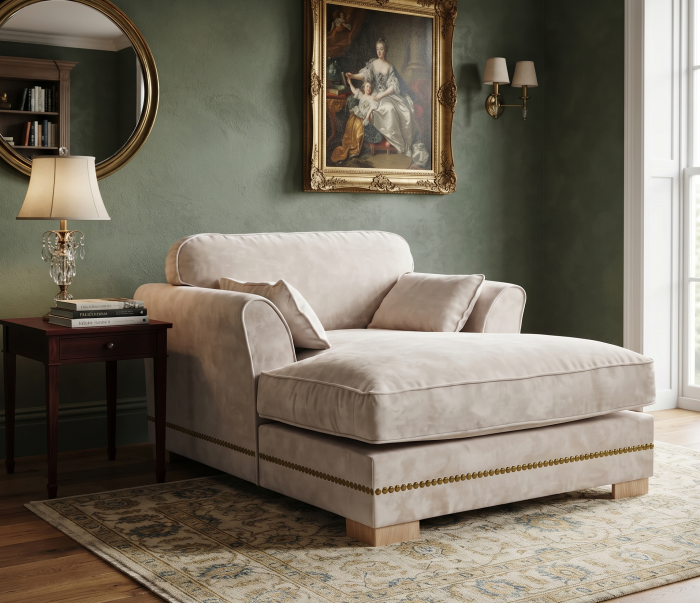 Canapea sezlong lounge bej perne confortabile [2]