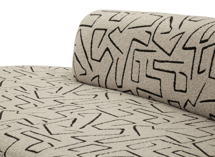 Canapea trei locuri imprimeu geometric bej negru 176 cm [7]