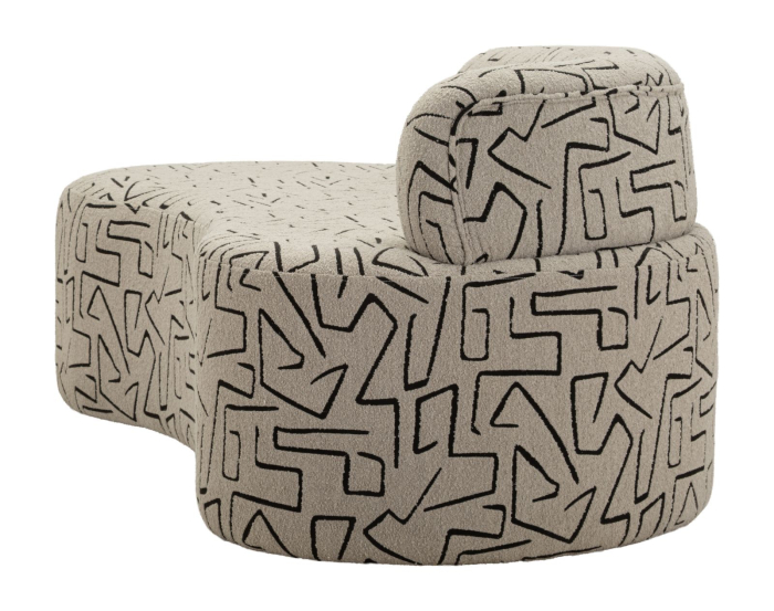 Canapea trei locuri imprimeu geometric bej negru 176 cm [4]