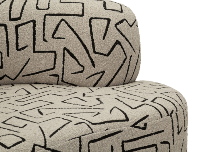 Canapea trei locuri imprimeu geometric bej negru 176 cm [8]