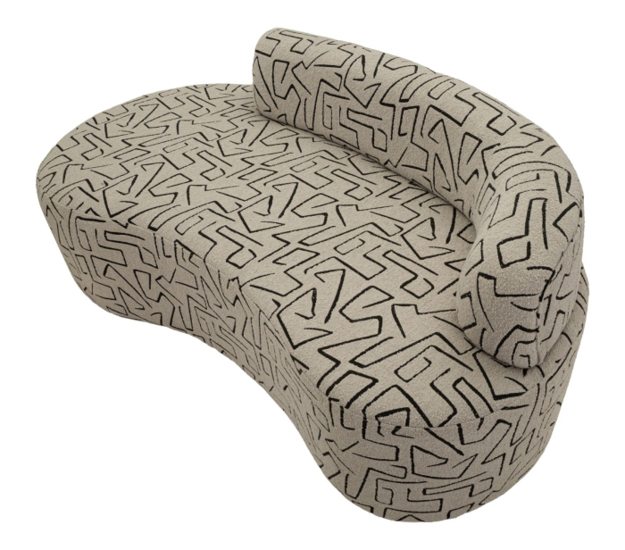 Canapea trei locuri imprimeu geometric bej negru 176 cm [5]