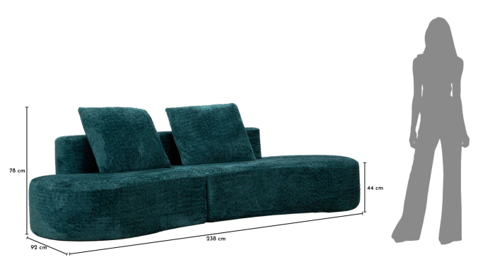 Canapea verde petrol din stofa boucle pentru living si HORECA 238x92x78 cm [11]