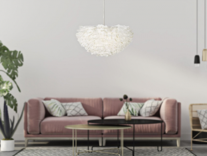 Candelabru alb cu pene CreativDeco [5]