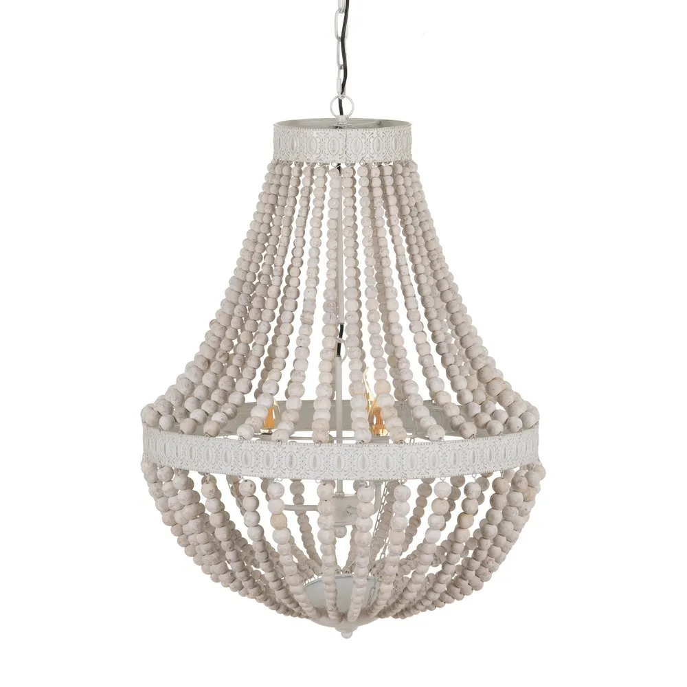 Candelabru Boho Rosario, Lemn Alb Uzat - CreativDeco.ro [1]