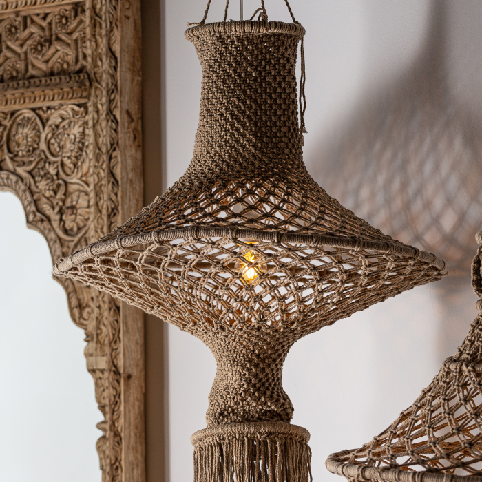 Candelabru etnic bumbac|Lustre maro pliabile [5]