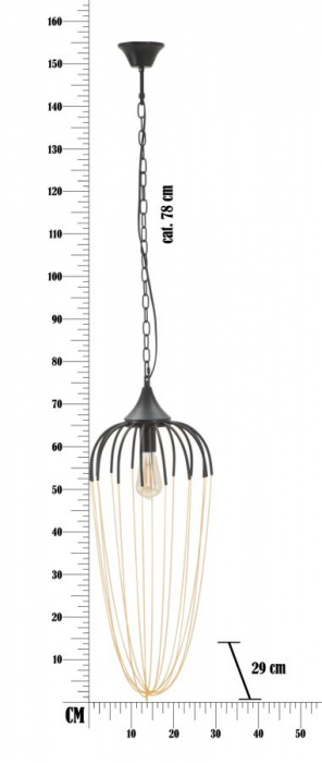 Candelabru metal negru lanturi aurii bec filament 29x72 - CreativDeco.ro [10]