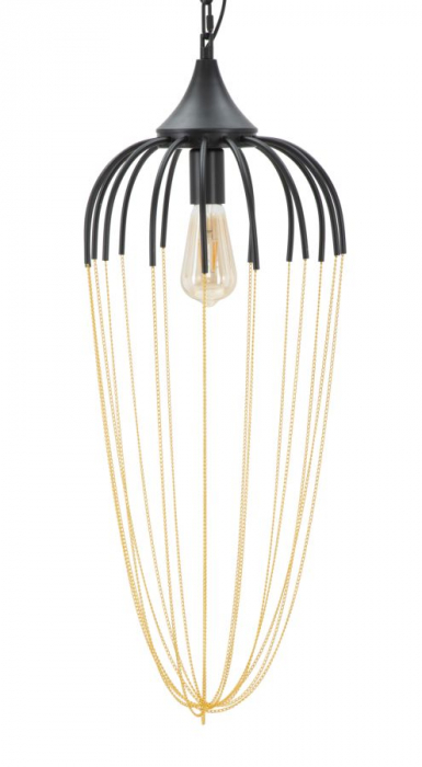 Candelabru metal negru lanturi aurii bec filament 29x72 - CreativDeco.ro [3]