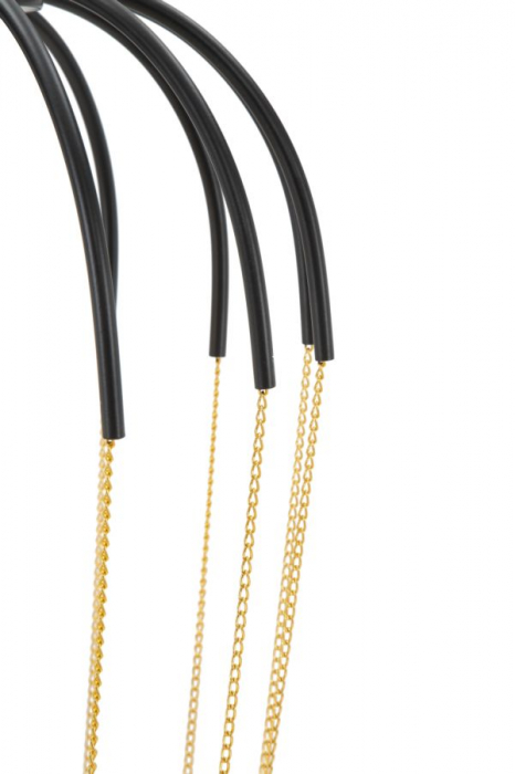 Candelabru metal negru lanturi aurii bec filament 29x72 - CreativDeco.ro [4]