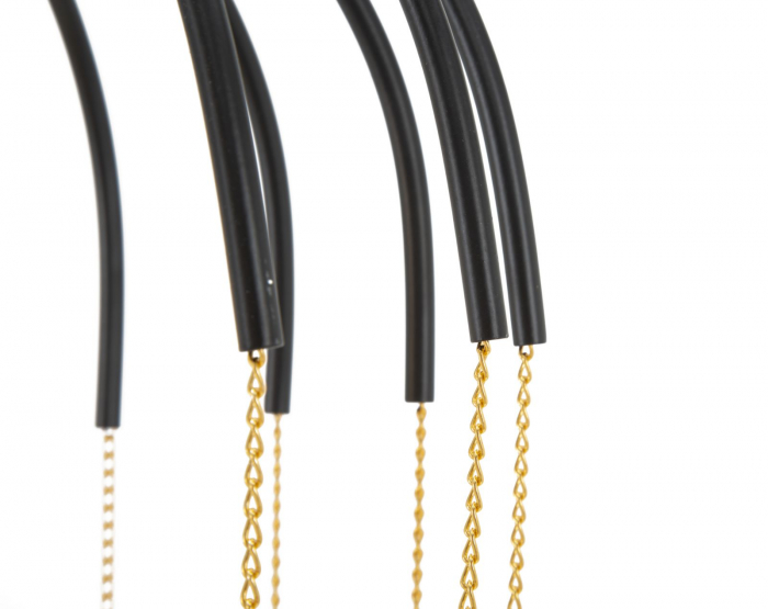 Candelabru metal negru lanturi aurii bec filament 29x72 - CreativDeco.ro [8]