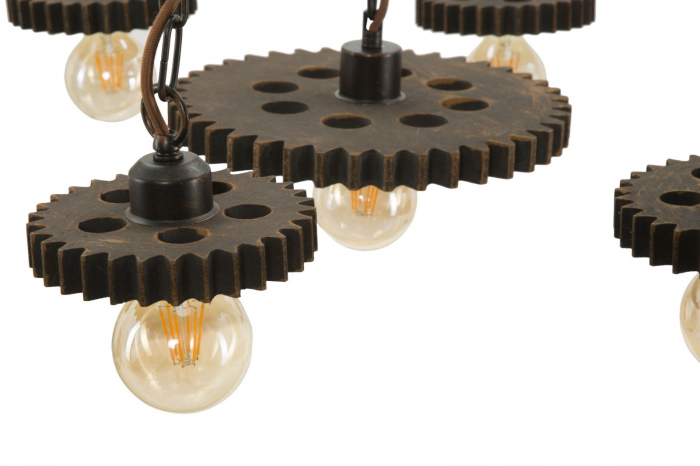 Candelabru industrial metal patinat roti dintate 7 lumini 85x30 - CreativDeco.ro [8]