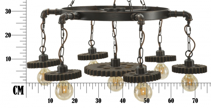 Candelabru industrial metal patinat roti dintate 7 lumini 85x30 - CreativDeco.ro [10]