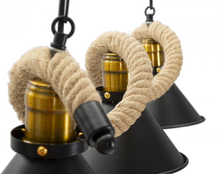 Candelabru rustic negru sfoara 3 lumini boho chic - CreativDeco.ro [2]