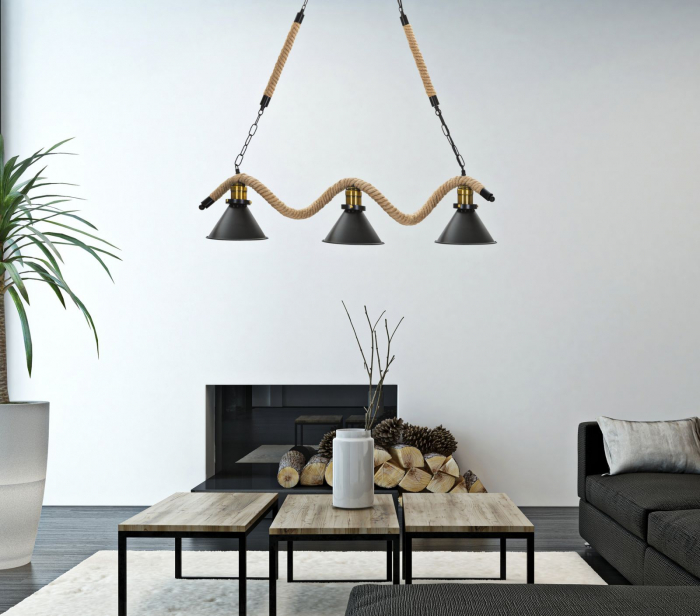Candelabru rustic negru sfoara 3 lumini boho chic - CreativDeco.ro [6]