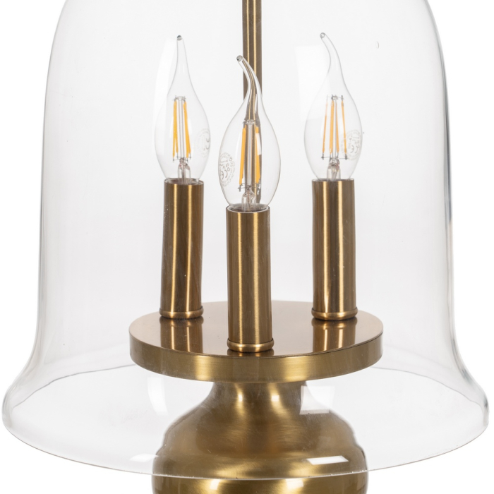 Candelabru suspendat auriu cu clopot din sticlă și finial ornamentat [3]