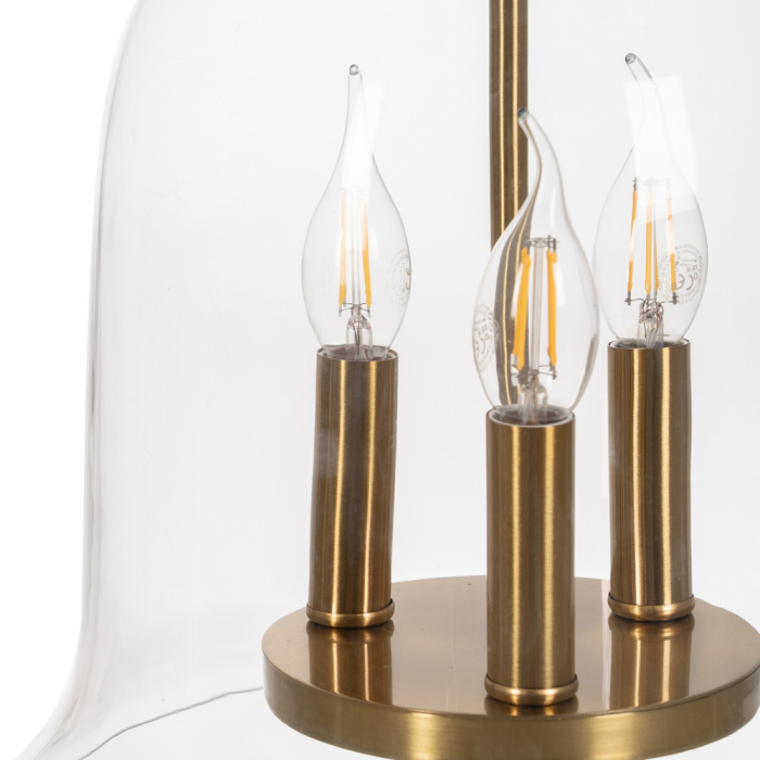 Candelabru suspendat auriu cu clopot din sticlă și finial ornamentat [6]