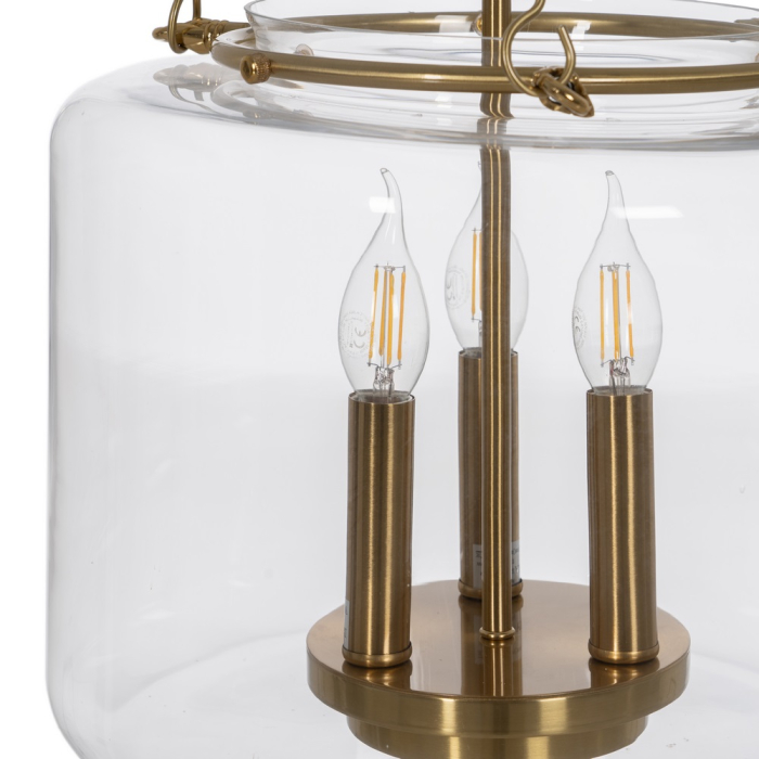 Candelabru suspendat auriu cu clopot cilindric din sticlă [7]