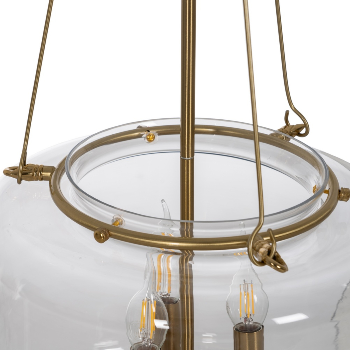 Candelabru suspendat auriu cu clopot cilindric din sticlă [6]
