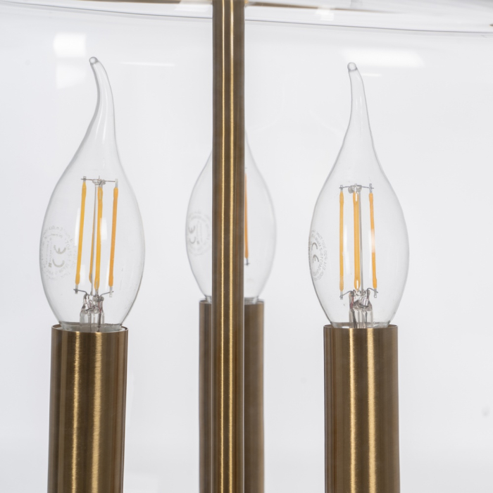 Candelabru suspendat auriu cu clopot cilindric din sticlă [8]