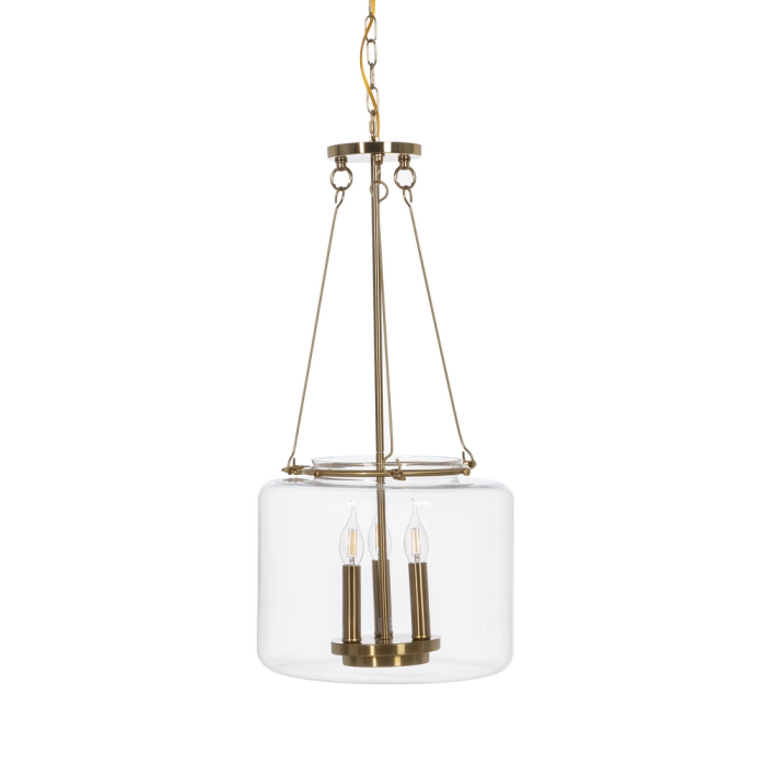 Candelabru suspendat auriu cu clopot cilindric din sticlă [3]